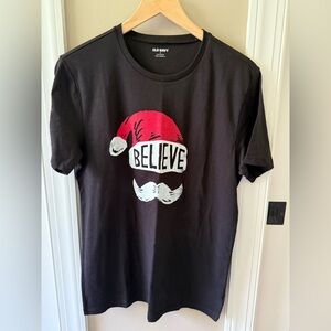 NEW Old Navy Black Short Sleeve Santa Believe Tee Size M NWT